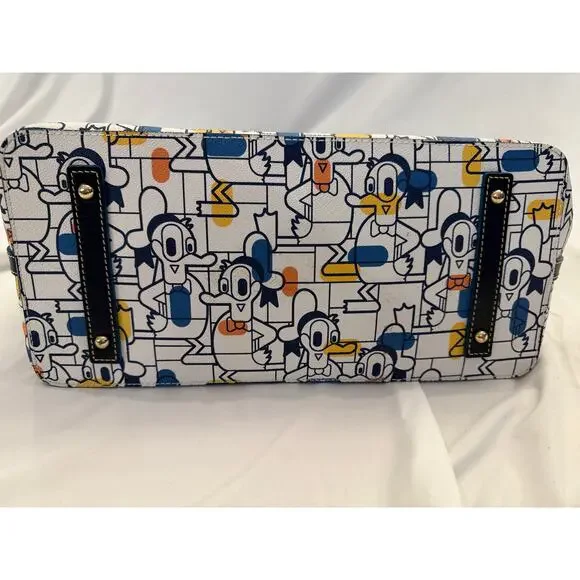 Disney Dooney & Bourke Donald Duck Tote Bag, Blue Leather Trim, Zip Top - Picture 4 of 5